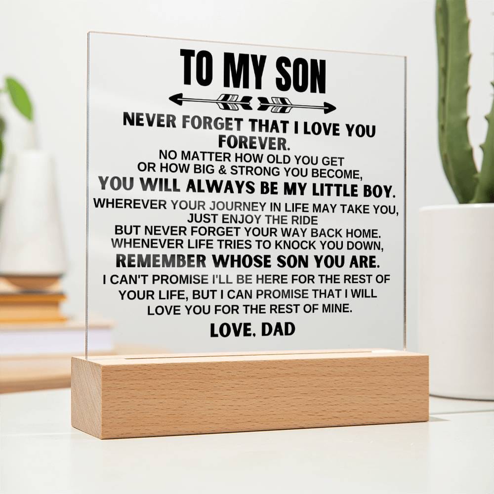 To My Son | Love Dad | LED-Lit Acrylic Plaque - AC21