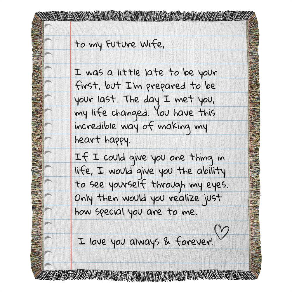 To My Future Wife - Woven Giant Love Letter Blanket (100% Cotton Yarn) SS503B