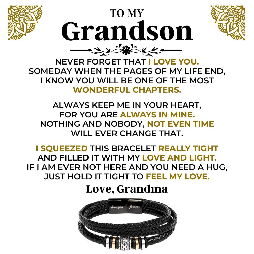 To My Grandson | Braided Leather Bracelet Gift Set - SS514B