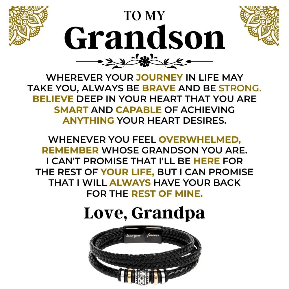 To My Grandson | Braided Leather Bracelet Gift Set - SS519B