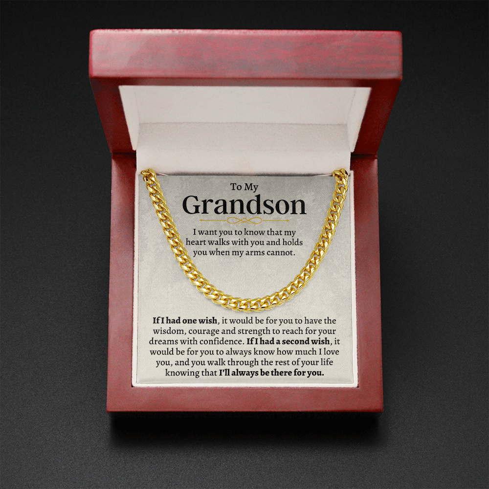 To My Grandson - Cuban Link Chain Gift Set - SS160