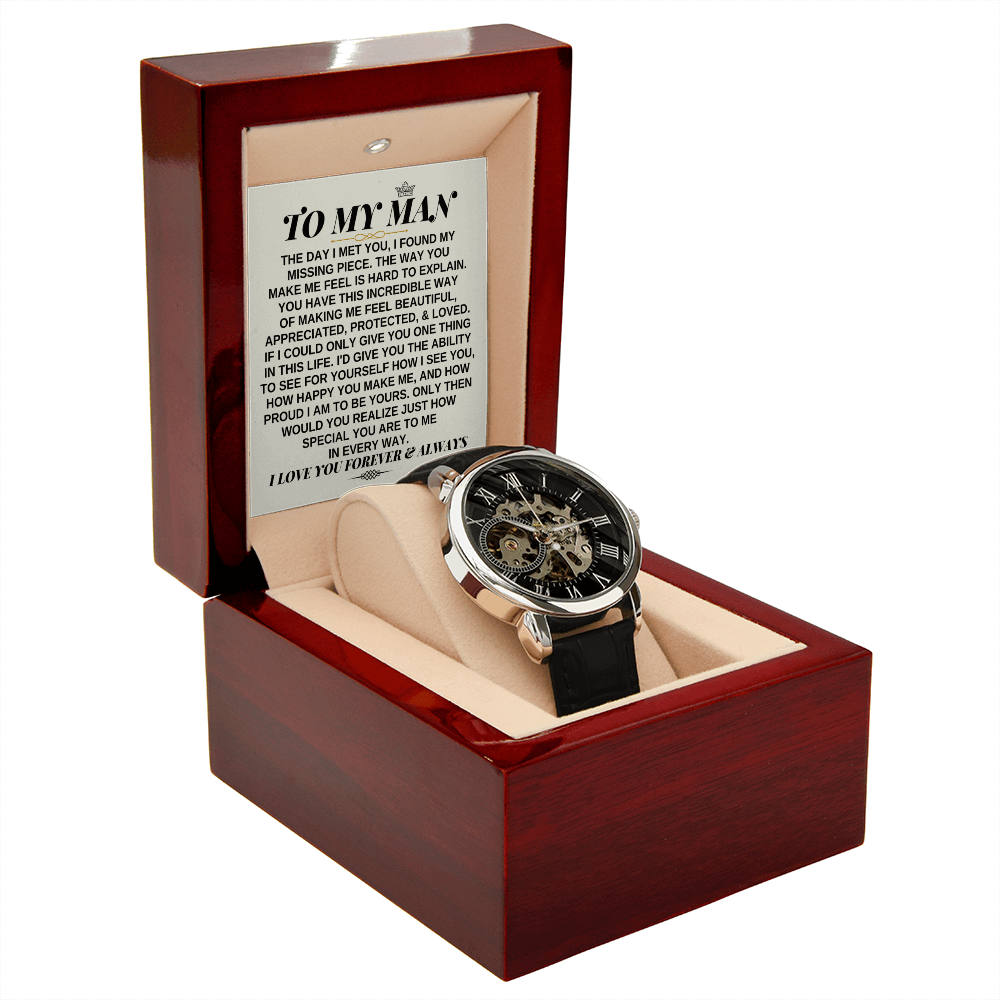 To My Man - Premium Automatic Openwork Watch - Gift Set - SS246