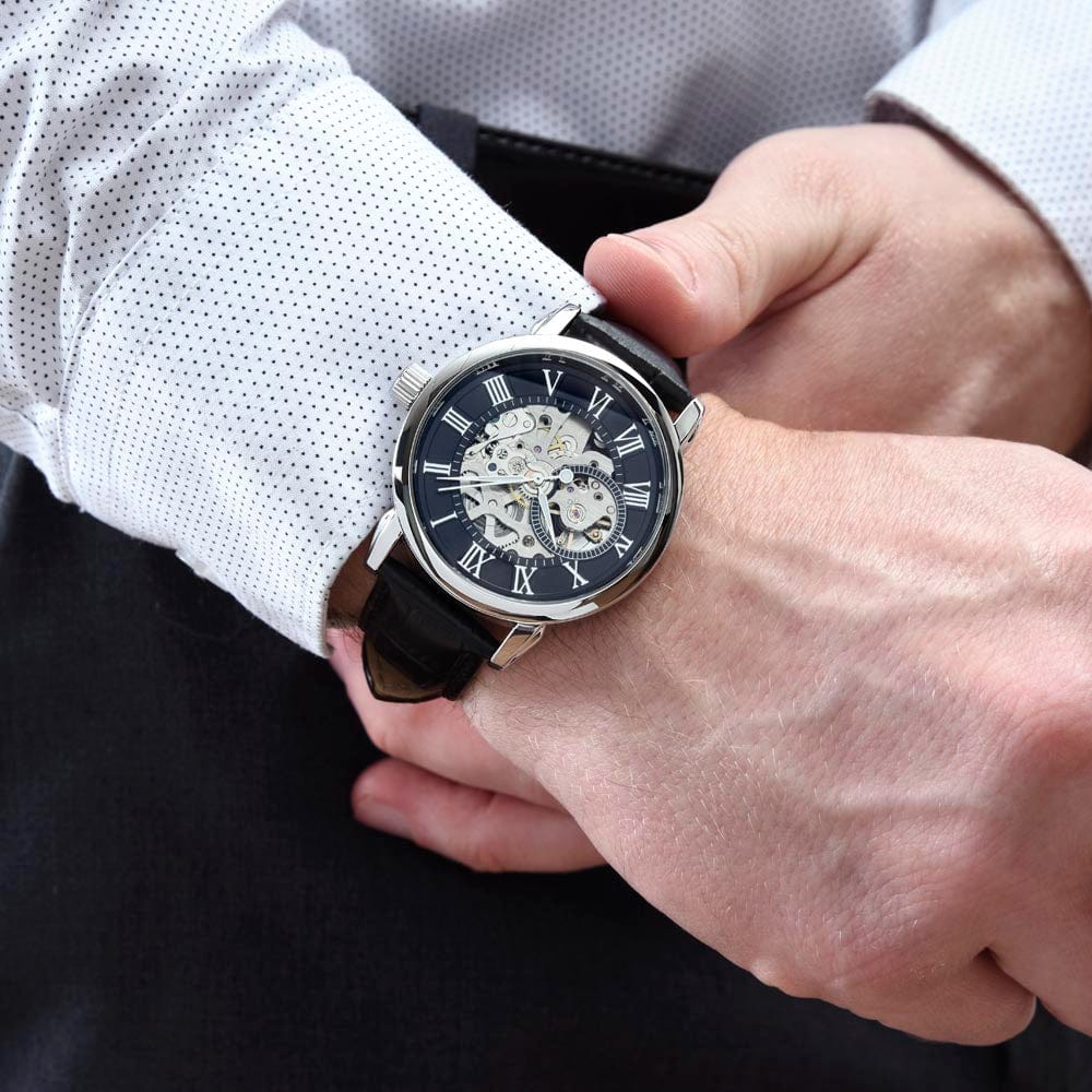 To My Man - Premium Automatic Openwork Watch - Gift Set - SS246