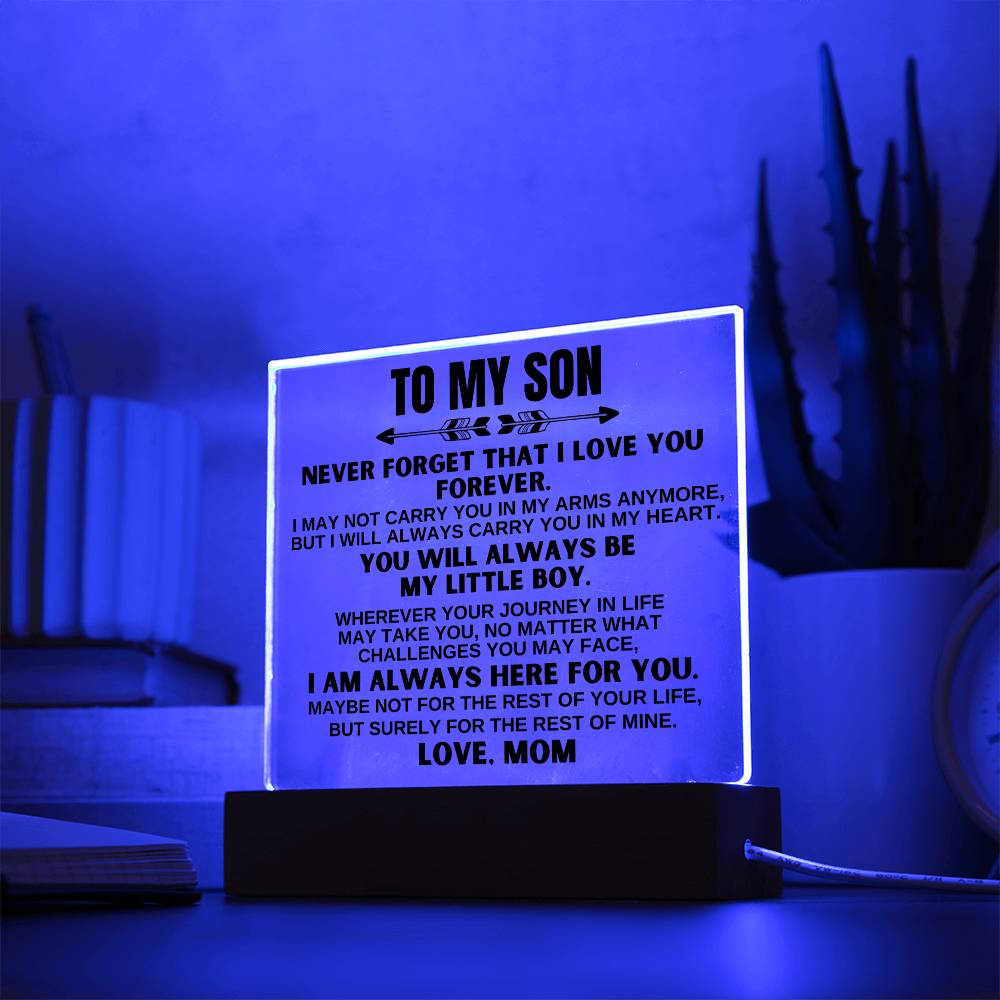 To My Son - Love Mom - LED-Lit Acrylic Plaque - AC23