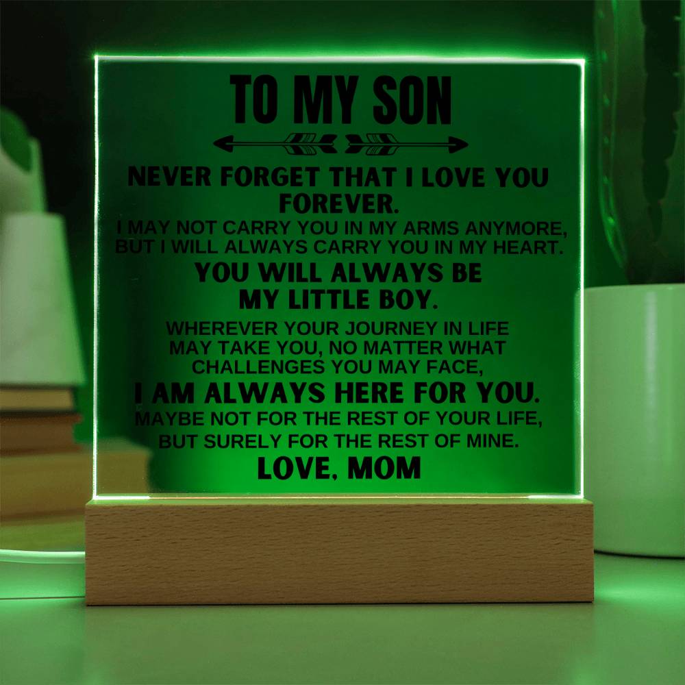 To My Son - Love Mom - LED-Lit Acrylic Plaque - AC23