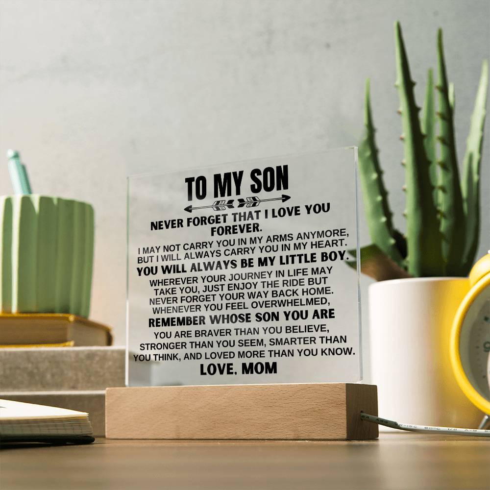 To My Son - Love Mom - LED-Lit Acrylic Plaque - AC24