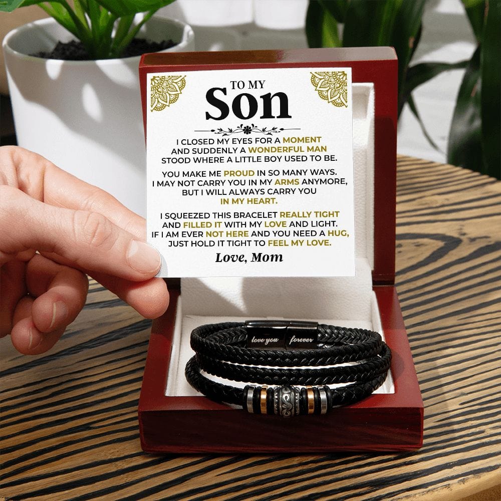 To My Son | Braided Leather Bracelet Gift Set - SS521