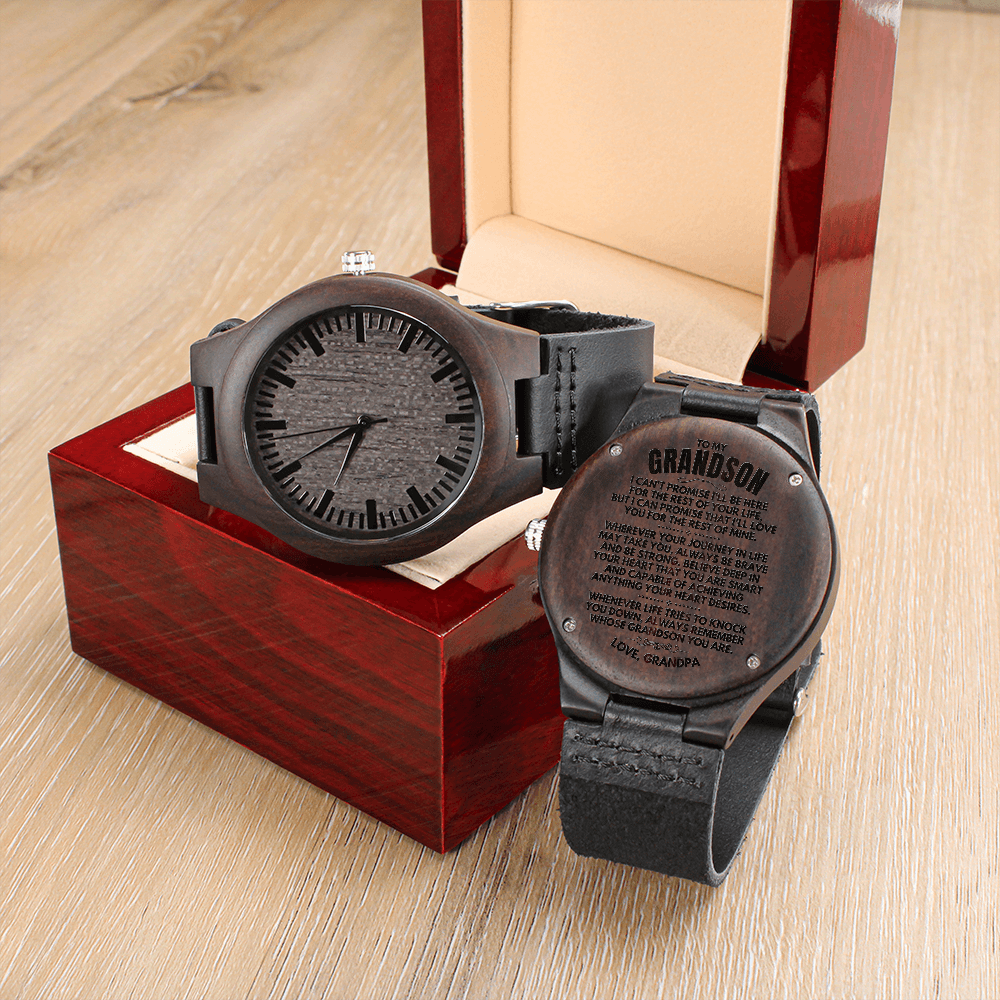 To My Grandson - Love, Grandpa - Engraved Wood Watch - SS146-GP