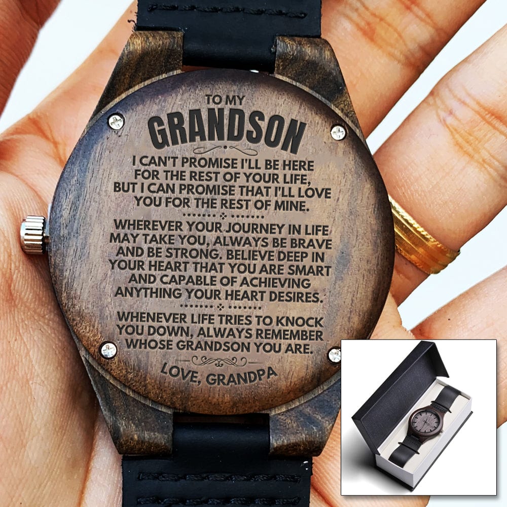 To My Grandson - Love, Grandpa - Engraved Wood Watch - SS146-GP