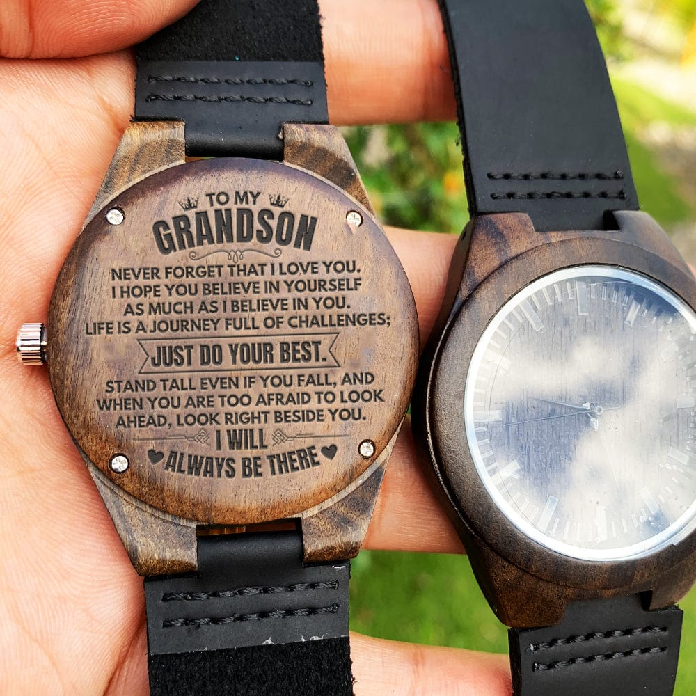 To My Grandson - Premium Engraved Wood Watch - SS480G