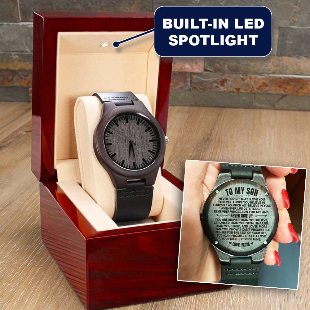 To My Son - Love, Mom - Engraved Wood Watch - SS492