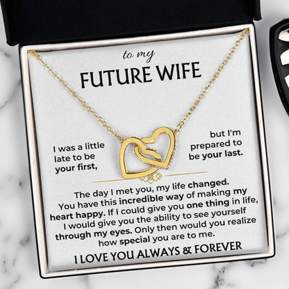 To My Future Wife - 18k Interlocked-Hearts Necklace Gift Set - SS503V2