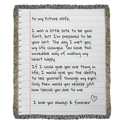 To My Future Wife  - Woven Giant Love Letter Blanket (100% Cotton Yarn) SS503B