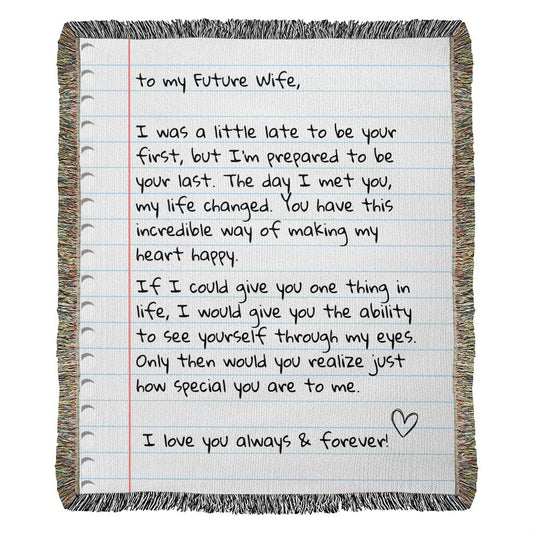 To My Future Wife  - Woven Giant Love Letter Blanket (100% Cotton Yarn) SS503B
