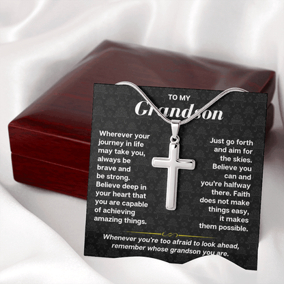 To My Grandson - Artisan-Crafted Cross - Gift Set - SS178S