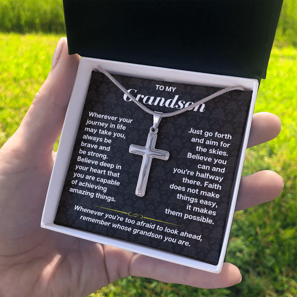 To My Grandson - Artisan-Crafted Cross - Gift Set - SS178S