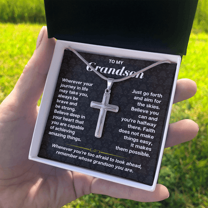 To My Grandson - Artisan-Crafted Cross - Gift Set - SS178S
