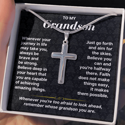 To My Grandson - Artisan-Crafted Cross - Gift Set - SS178S