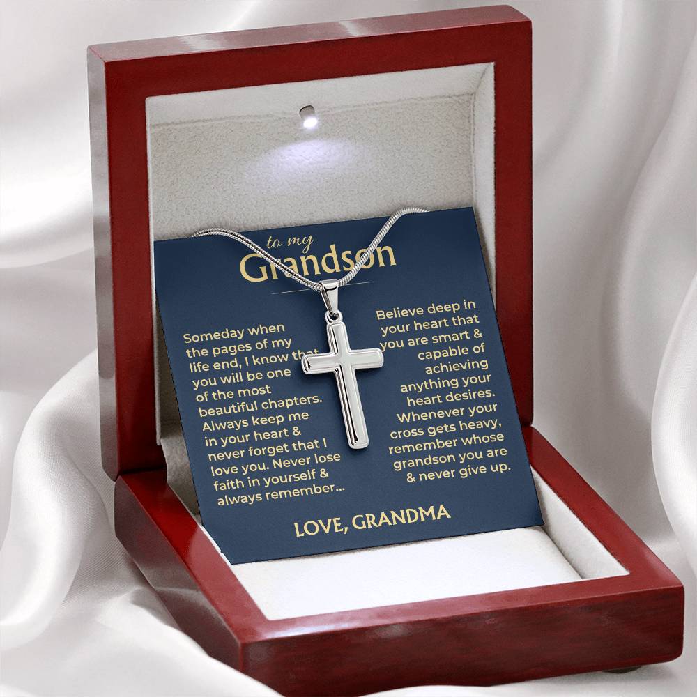 To My Grandson - Artisan-Crafted Cross with Message Card - Gift Set - SS564