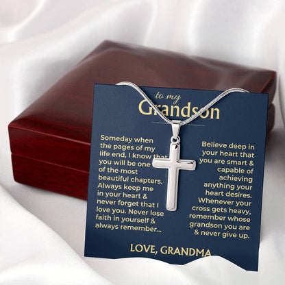To My Grandson - Artisan-Crafted Cross with Message Card - Gift Set - SS564