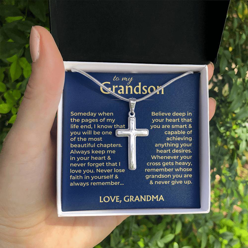 To My Grandson - Artisan-Crafted Cross with Message Card - Gift Set - SS564
