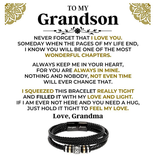 To My Grandson | Braided Leather Bracelet Gift Set - SS514B