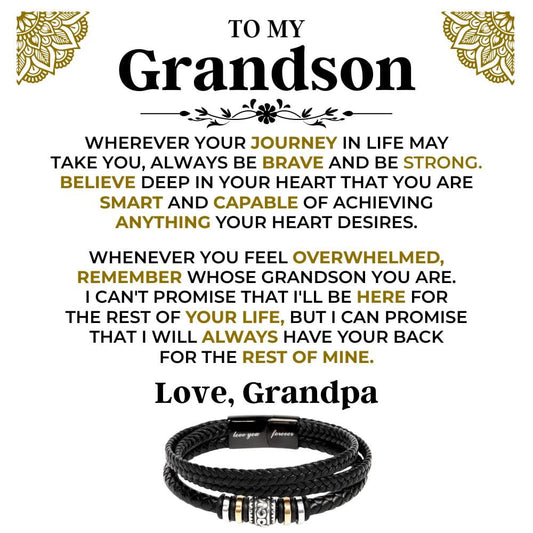 To My Grandson | Braided Leather Bracelet Gift Set - SS519B