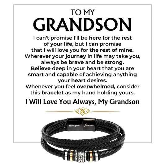To My Grandson | Braided Leather Bracelet Gift Set - SS585