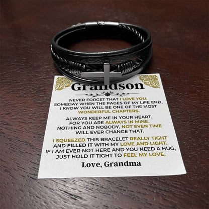To My Grandson | Cross Braided Bracelet Gift Set - SS514B