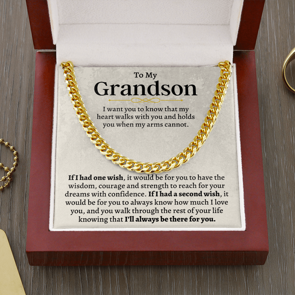 To My Grandson - Cuban Link Chain Gift Set - SS160