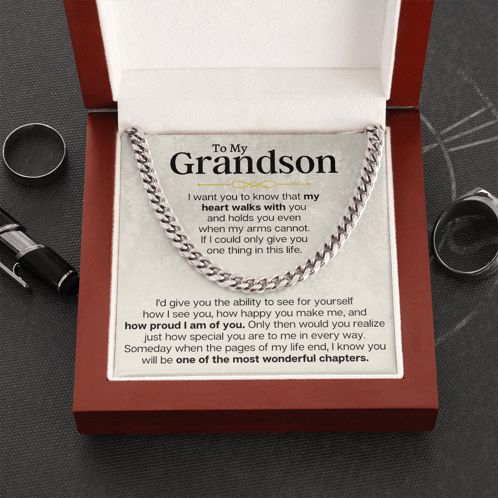 To My Grandson - Cuban Link Chain Gift Set - SS161