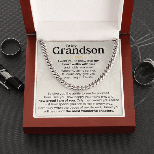 To My Grandson - Cuban Link Chain Gift Set - SS161