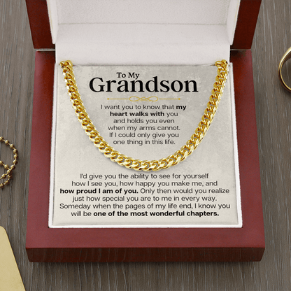 To My Grandson - Cuban Link Chain Gift Set - SS161