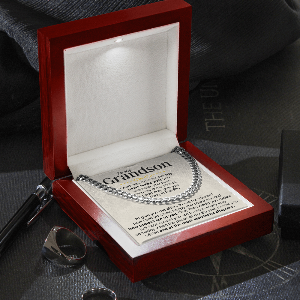 To My Grandson - Cuban Link Chain Gift Set - SS161