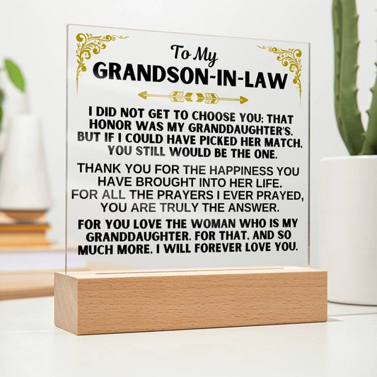 To My Grandson-in-Law - LED-Lit Acrylic Plaque - AC31
