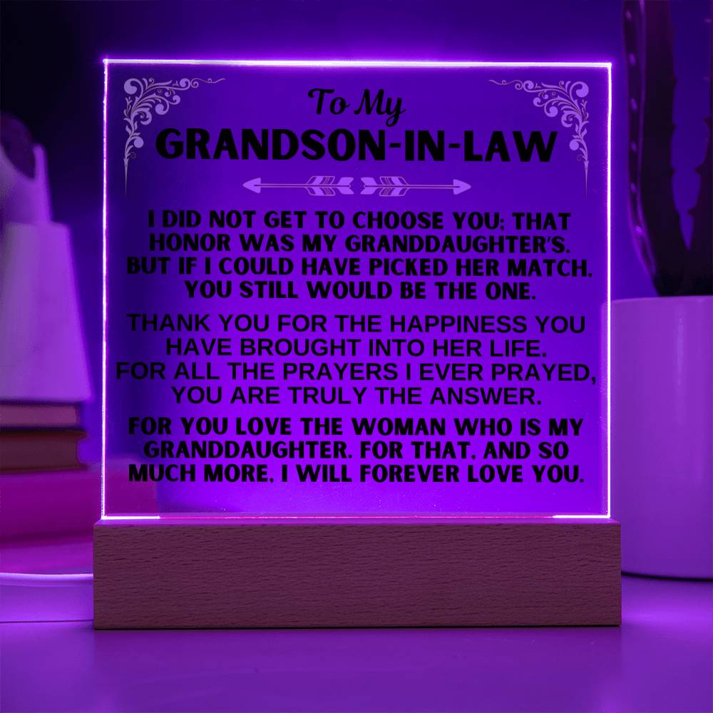 To My Grandson-in-Law - LED-Lit Acrylic Plaque - AC31