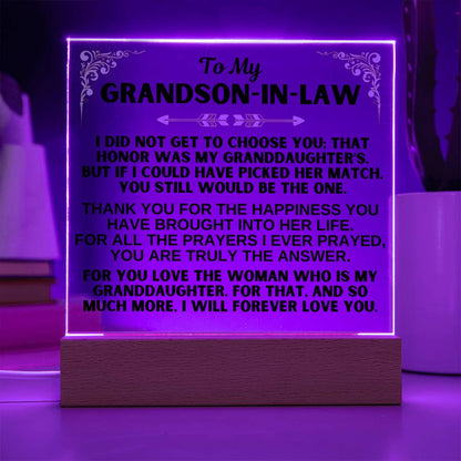 To My Grandson-in-Law - LED-Lit Acrylic Plaque - AC31