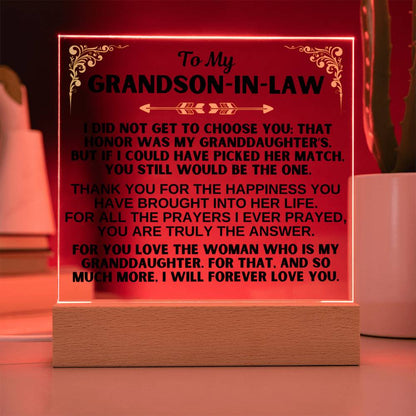 To My Grandson-in-Law - LED-Lit Acrylic Plaque - AC31