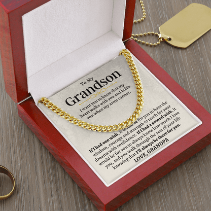 To My Grandson - Love, Grandpa - Cuban Link Chain Gift Set - SS160