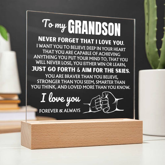 To My Grandson  "You Will Never Lose" | Acrylic Lamp ❤️ AC48