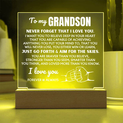 To My Grandson  "You Will Never Lose" | Acrylic Lamp ❤️ AC48