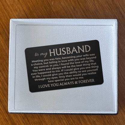 To My Husband - Engraved Metal Wallet Card - MWC01