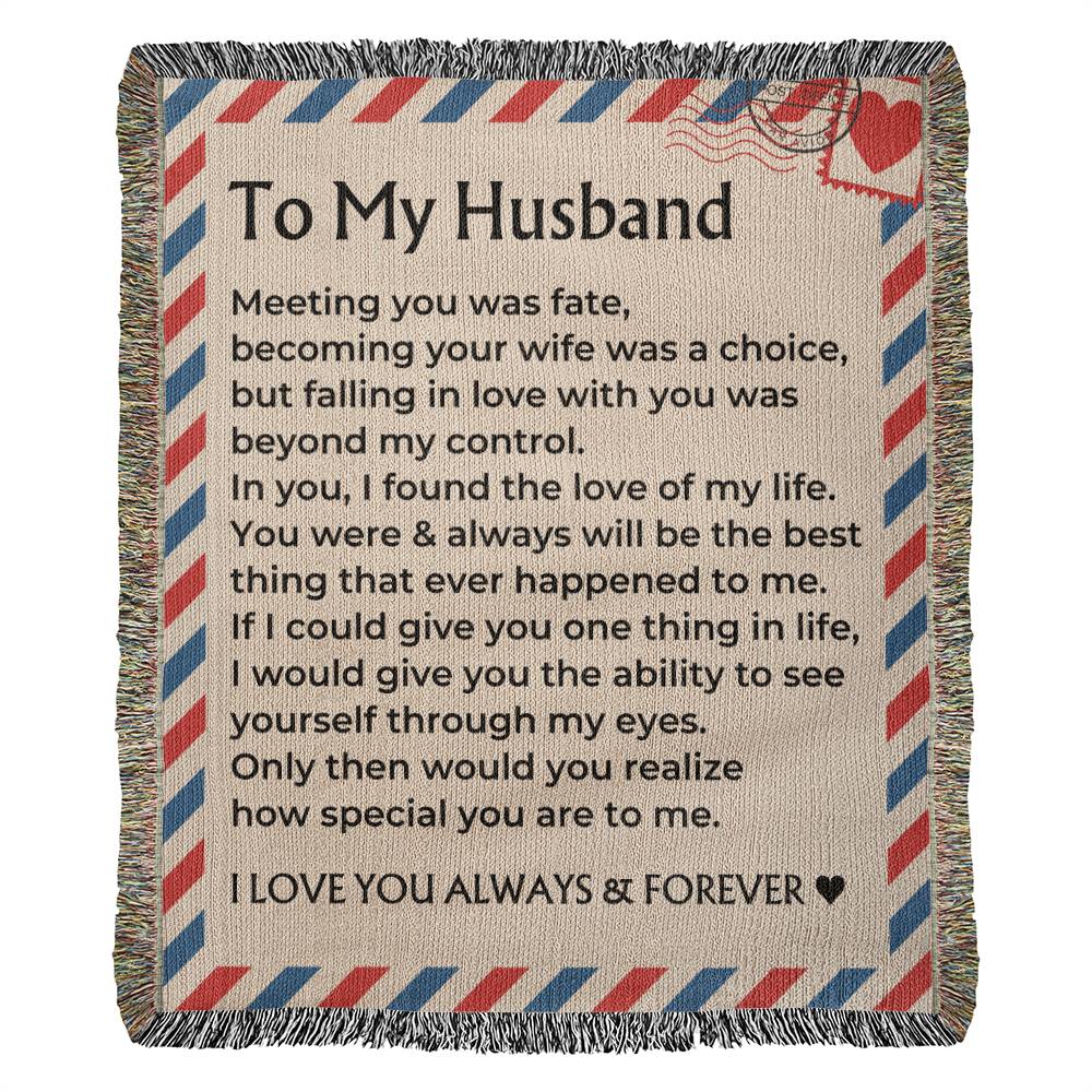 To My Husband - Giant Love Letter - 100% Cotton - Woven Blanket - WB09