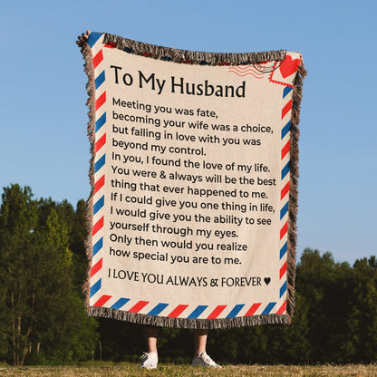 To My Husband - Giant Love Letter - 100% Cotton - Woven Blanket - WB09
