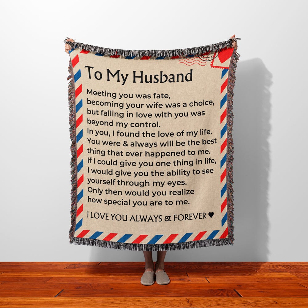 To My Husband - Giant Love Letter - 100% Cotton - Woven Blanket - WB09