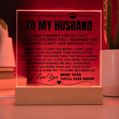 To My Husband "I Love You More Than You'll Ever Know" Acrylic LED Lamp - AC09