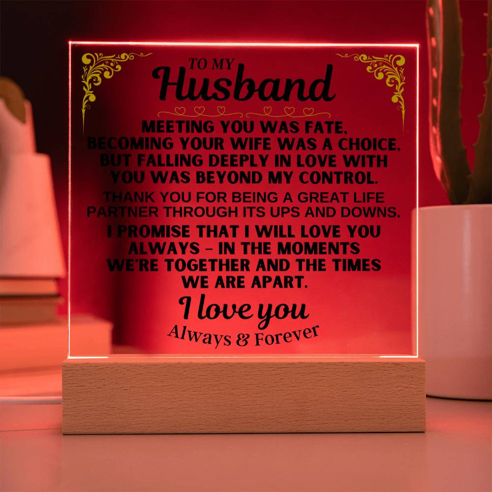 To My Husband - LED-Lit Acrylic Plaque - AC29