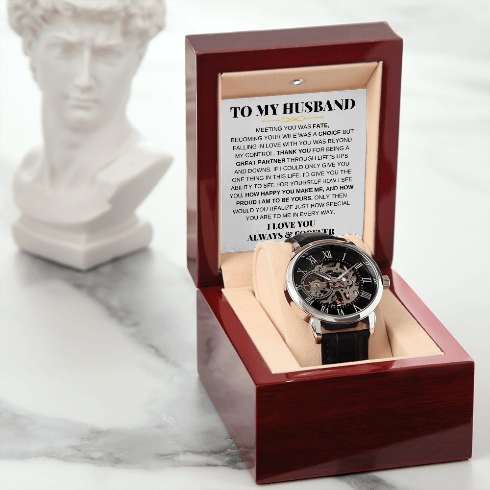 To My Husband - Premium Automatic Openwork Watch - Gift Set - SS215
