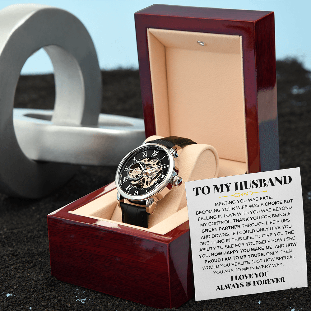 To My Husband - Premium Automatic Openwork Watch - Gift Set - SS215