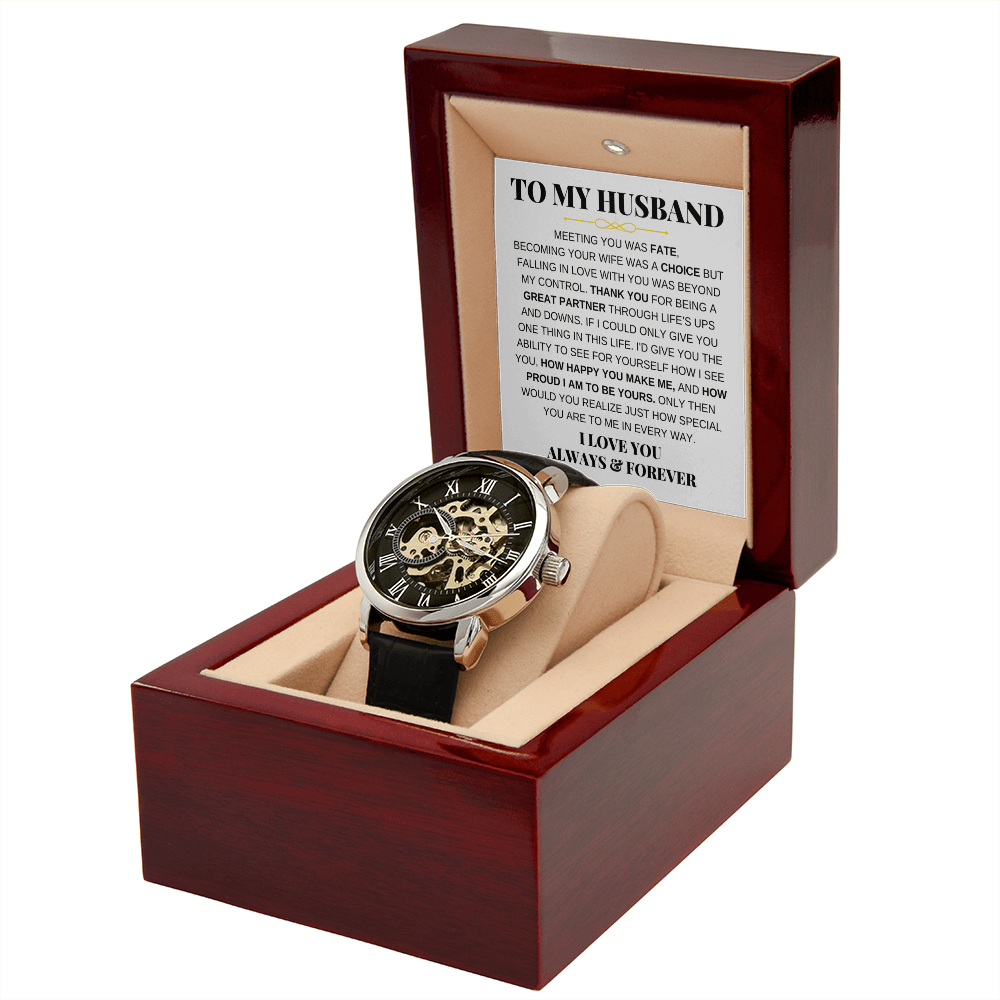 To My Husband - Premium Automatic Openwork Watch - Gift Set - SS215